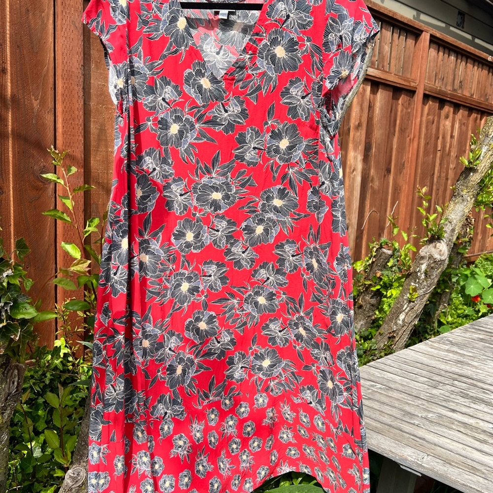 Floral Red and Black Flowy Dress